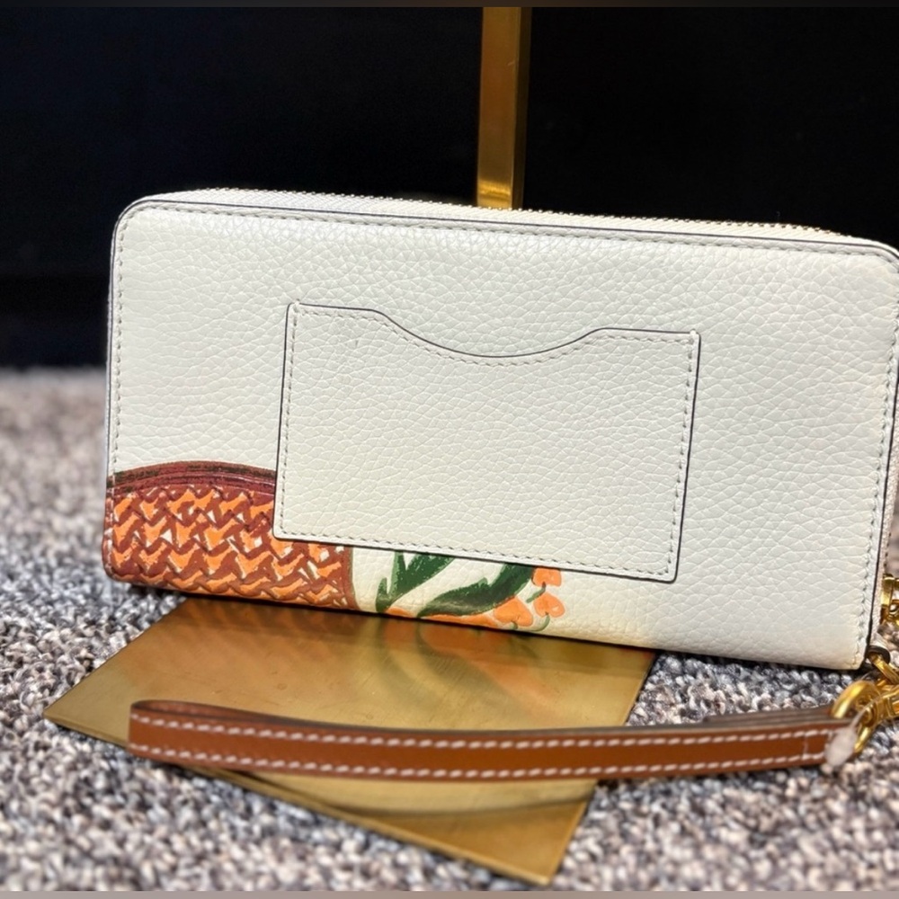 TORY BURCH Emerson Printed Fruit Basket Leather Wristlet Wallet - Picture 7 of 13